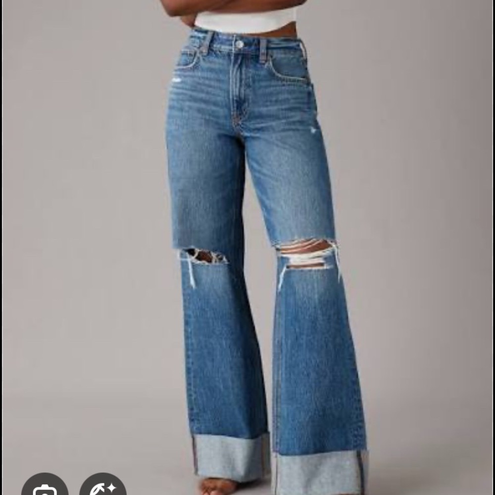 American eagle super high rise baggy wide leg jeans